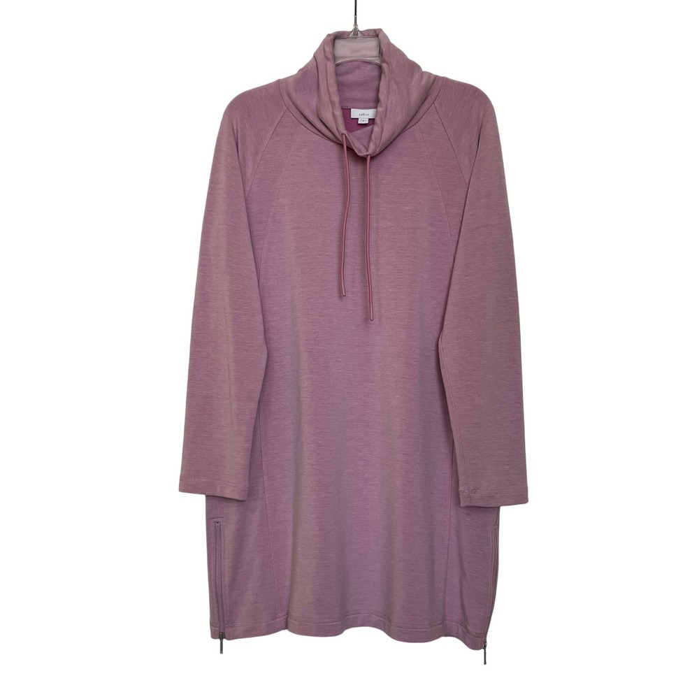 J Jill Fit Dress Womens M‎ Pink Cowl Neck Athleisure Zip Hem Modal